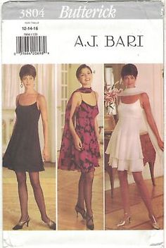 three women's dresses and one woman's dress sewing pattern, butterick