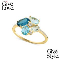 in stock Pave Diamond Ring, Blue Stones, Yellow Gold Jewelry, Sky Blue Topaz, Topaz Stone, Green Amethyst, Delicate Rings, London Blue Topaz, Blue Rings