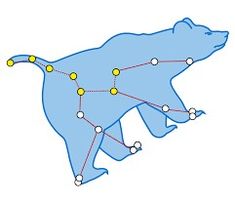 a blue bear with yellow dots on it's body