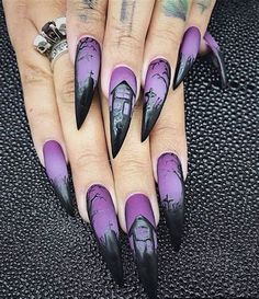 purple creepy cemetery nails. There are any references about purple creepy cemetery nails in zayleejames135.blogspot.com, you can look below. I hope this article about purple creepy cemetery nails can be useful for you. Please remember that this article is for reference purposes only. #purple #creepy #cemetery #nails Ongles Goth, Nail Art Mariage, Halloween Nail Art Easy, Black Halloween Nails, Nail Art Halloween, Black Stiletto Nails, Halloween Nails Easy, Witchy Nails, Halloween Acrylic Nails