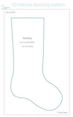 the sewing pattern for a stocking is shown