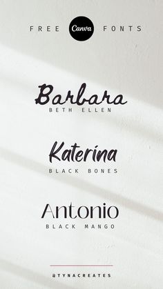 three different font styles are shown in this image, one is white and the other is black