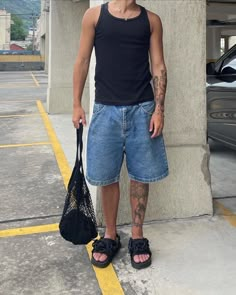 Jorts And Tanktops, Tank Top Outfits Men, Sleek Sunglasses, Y2k Outfit Ideas, Mens Shorts Outfits, Mens Casual Outfits Summer, Tank Top Outfits, Street Fashion Men Streetwear, Mens Outfit Inspiration