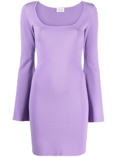 Abito bell-sleeve mini dress from P.A.R.O.S.H. featuring purple, scoop neck, bell sleeves, thigh-length and straight hem. Long Sleeve Purple Dress, Light Purple Mini Dress, Lovely Liar, Png Outfits, Dress Reference, Purple Long Sleeve Dress, Purple Dresses, Fall Winter Dresses, Purple Long Sleeve