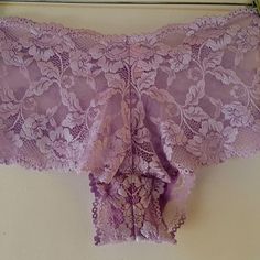 Never Worn, Lace Boy Shorts Purple Brief Bottoms With Lace Trim, Purple Lace Trim Brief Bottoms, Fitted Purple Victoria's Secret Bottoms, Purple Lace Bottoms With Lace Trim, Purple Lace Stretch Bottoms, Boy Shorts, Color Purple, Women's Intimates, Victoria's Secret