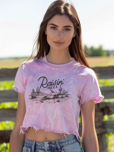 Our custom acid wash pink t-shirt. Hems are cut off for added comfort. color may vary due to hand dying Crop T Shirt, Pink T Shirt, Comfort Color, Pink Tshirt, Crop Tshirt, Acid Wash, Raisin, Cut Off, Apparel Accessories