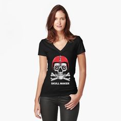 Get my art printed on awesome products. Support me at Redbubble #RBandME: https://www.redbubble.com/i/t-shirt/A-Skull-with-Motorcycle-Helmets-Skull-Maker-by-Cultradesign/52142347.CBHAX?asc=u Mayan Skull, Chicano Culture, Day Of Dead, Ochako Uraraka, Cat Graphic, Girls Illustration, Looks Vintage, Halloween Shirt