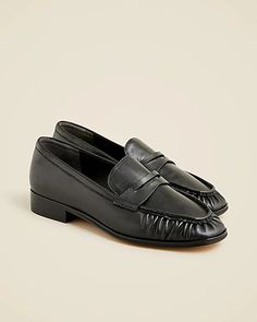 J.Crew: Maison Ruched Loafers In Leather For Women Leather Loafers Women, Loafers Women, Loafer Shoes Women, Loafers Shoes, Loafer Sneakers, Women's Loafers, Jcrew Women, Penny Loafers, Leather Loafers