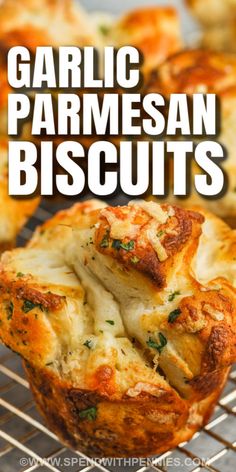 garlic parmesan biscuits with text overlay