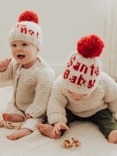 Show your holiday spirit with our 'Ho Ho Ho!' hat! This beanie is hand knit in cozy natural yarn with 'Ho Ho Ho!' in red yarn. Topped with an red yarn pom pom, this looks great with everything. What a great gift for Christmas for babies to adults!! Family photos are a must with a hat like this.• 100% Acrylic• Cold handwash• Hand knit Each Huggalugs knit is unique and differences should not be considered imperfections. Girls Beanie Hats, Girls Knit Hat, Newborn Hats, Holiday Hats, Yarn Pom Pom, Red Yarn, Holiday Baby, Santa Baby, Knit Beanie Hat