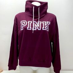 Victoria Secret Pink Sweater Logo Burgundy Womens Girls Sz Xs(Fit A Small ) New Purple Winter Sweatshirt, Fitted Pink Sweatshirt, Purple Letter Print Sweatshirt, Pink Cropped Hoodie, Pink Turtleneck Sweater, Sequined Sweatshirt, Quarter Zip Hoodie, Pink Crewneck, Light Sweater