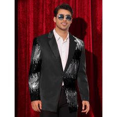 The shiny sequin design of the color block blazers can make your outfit more eye-catching. You can pair the sequin sports coat with shiny pants and button shirts for parties, stage performance or dancing events. The color block sports coats are suitable for parties, dancing, stage performance, costume, wedding parties, festival celebrations, etc. Black Party Season Blazer, Tuxedo Style Blazer With Sequins, Sequined Tuxedo Blazer With Long Sleeves, Festive Tuxedo Party Outerwear, Holiday Party Black Blazer, Holiday Sequined Outerwear For Costume Party, Festive Sequined Party Blazer, Festive Sequin Party Blazer, Dancing Stage