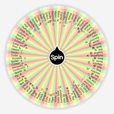 a spinning wheel with the words spin written in different languages and numbers on each side