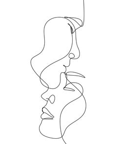 a line drawing of a woman's face