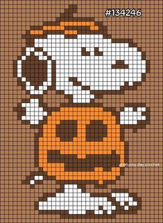 a cross stitch pattern that looks like a pumpkin with a hat on it's head