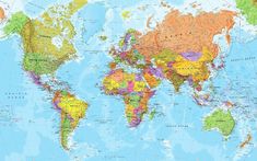 a large map of the world with all countries