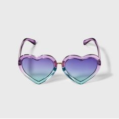 Girls' Heart Sunglasses - Cat & Jack™ Purple/Blue Purple Sunglasses, Girls Heart, Tour Outfits, Heart Shaped Sunglasses, Beads Bracelet Design, Heart Sunglasses, Bracelet Design, Soft Purple, Blue Frames