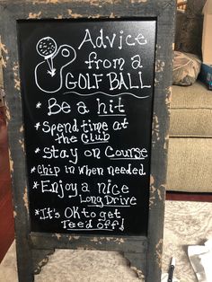 a chalkboard sign with some writing on it