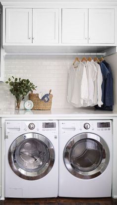 a washer and dryer in a laundry room