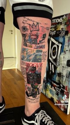 a person with some tattoos on their legs