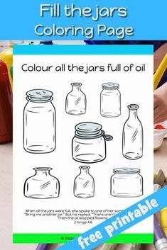 a coloring page with jars and pencils for kids to color on the pages is shown