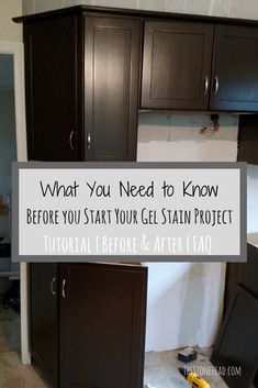 a kitchen with brown cabinets and white counter tops in the process of remodeling