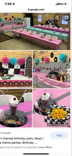 an image of a birthday party with pink and blue decorations