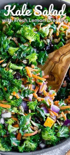 kale salad with fresh lemon dressing in a bowl