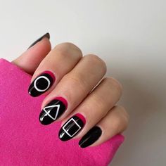 February Nails, Nail Designs Valentines, Squid Game, Bridal Nails, Us Nails, Gorgeous Nails, Black Nails