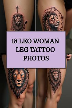 18 Leo Woman Leg Tattoo Photos