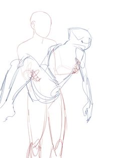 a drawing of a man holding another man's back with one arm and the other hand on his hip