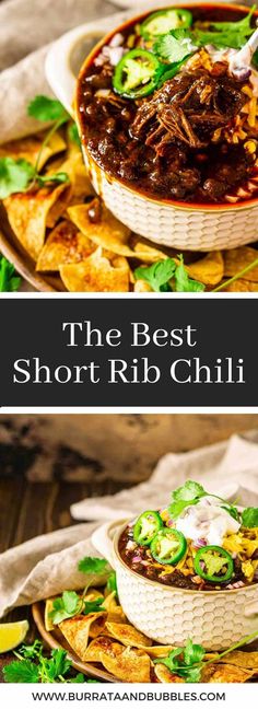 the best short rib chili with tortilla chips