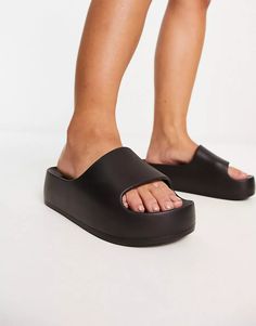 ASOS DESIGN Wide Fit February one piece slides in black | ASOS Black Slip-on Flip Flops For Summer, Black Casual Platform Slippers For Spring, Casual Black Platform Slippers For Spring, Black Casual Platform Slippers For Summer, Black Flat Slides For Summer, Comfortable Black Platform Slippers For Summer, Black Platform Slippers For Summer, Black Synthetic Flip Flops For Summer, Black Open Toe Slides For Summer