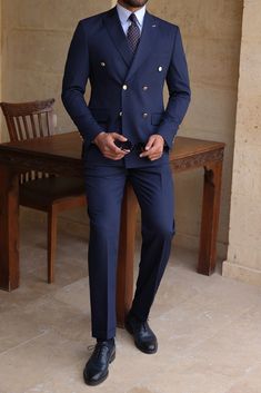 Wedding Suits Men Double Breasted, Classic Formal Outfit Men, Groom And Best Man Suits, Trendy Suits For Men, Mens Suits Style Modern Classy, Mens Suits Style Modern, Gentleman's Gazette, Navy Blue Suit Men