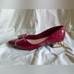 Nwot Minglicheng Size 255 Shoes Heel 1.25” With Bow Slip On (1.5) Gold #But1 Formal Pointed Toe Flats With Red Sole, Formal Closed Toe Flats With Red Sole, Red Low Heel Flats For Office, Formal Kitten Heels With Red Sole, Formal Court Shoes With Metal Feet, Medium Width, Formal Court Shoes With Metal Feet, Red Round Toe Kitten Heels For Formal Occasions, Versace Pumps, Louis Vuitton Heels