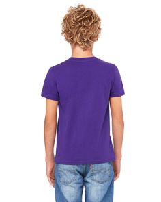 Youth Jersey T-Shirt - TEAM PURPLE - XL | Bella + Canvas Youth Jersey T-Shirt in Team Purple Size XL | Ringspun Cotton CVC, CV, BCCVC, B, BC Columbia Blue, Deep Teal, Neon Colors, Font Styles, Jersey T Shirt, Jersey Shorts, Cool T Shirts, Bella Canvas, Size Medium