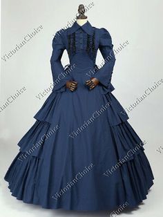 Victorian Gothic Maid Cotton Dress Theater Reenactment Steampunk Punk Gown 007 | eBay 1800 Dress, Dickens Dress, Victorian Dress Costume, Victorian Era Clothing, Victorian Dress Pattern, Couture Corset, Victorian Maid, Victorian Era Dresses, Ghost Dresses