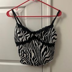 Never Been Worn Size M But Runs Large Good For Parties Casual Zebra Print Tops For Spring, White Zebra Print Tops For Summer, Trendy Black Zebra Print Tops, White Zebra Print Casual Tops, Casual Sleeveless Zebra Print Top, Shein Tops, Top Brands, Tank Top, Womens Tops