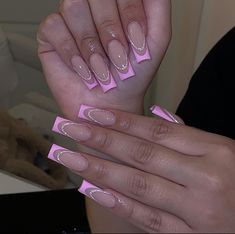 Punk French Tip Nails, Bad Acrylics, French And Ombre Acrylic Nails, Fun Elegant Nails, Work Nails Acrylic, Unique Nail Designs Classy, Acrylic Nail Designs Pink, Trendy Nails Square, Trendy Purple Nails