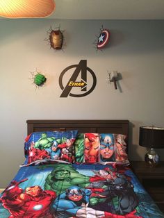 the avengers bedding is neatly made and ready to be used