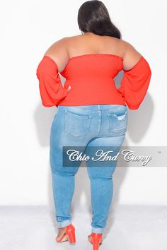 Polyester %: 100 Model is wearing 2x Plus Size Off The Shoulder, Frill Top, Chic And Curvy, Frill Tops, No Frills, Final Sale, Off The Shoulder, Plus Size, Orange