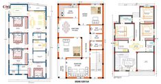 two story house plans with floor plans and elevation details for the ground plan, which is also