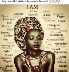 an image of a woman wearing a turban on her head and the words i am