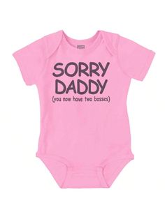 Baby Boy Sorry Daddy You Have Two Bosses Now Romper Brisco Brands Pink   Short Sleeve Fabric Graphic,Letter,Slogan Tee Medium Stretch All Baby Boys Clothing, size features are:Bust: ,Length: ,Sleeve Length: Family Matching Pink Onesie For Playtime, Pink Family Matching Onesie For Playtime, Pink Family Matching Playtime Onesie, Pink Letter Print Onesie For Summer, Playful Pink Onesie With Letter Print, Cute Pink Onesie With Letter Print, Summer Pink Onesie With Letter Print, Pink Letter Print Onesie For Gender Reveal, Cute Pink Onesie For Gender Reveal