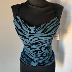 Nwt Vintage Windsor Cowl Neck Tiger Stripe In Blue Sparkly Fabric Size Small. Deadstock. Only Issue To Note Is That The Plastic Ties Used To Hang The Garment Are No Longer As Shown. Otherwise Perfect Condition. Bought In The Early 2000’s But Never Worn. Been In Storage. Style Tags: Y2k, Alt, Alternative, Goth, Gothic, Glam, Punk, Emo, Psychobilly, Pin Up, Hipster, Scene, Religious, Dark, Sarcastic, Hot Topic, Lip Service, Kill City, Tripp, Rock N Roll, Iron Fist, Foxblood, Witch, Witchy, Occult, Glam, Bling, 2000's, Rave, Dance, Edm Red Corset Top, Y2k Alt, Red Halter Top, Sparkly Fabric, Glam Punk, Black Lace Cami, Black Lace Crop Top, Gothic Glam, Black Corset Top