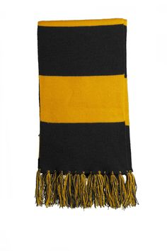 Sport-Tek ® Spectator Scarf. STA02 - BLACK/ GOLD - OSFA | Sport-Tek Spectator Scarf in Black/Gold Size OSFA | Acrylic Sherlock Scarf, Mermaid Hat, Cashmere Winter Scarf, Mens Cashmere Scarf, Scarf Bib, Fall Scarves, Fringe Scarf, Warm Scarf, Scarf Men