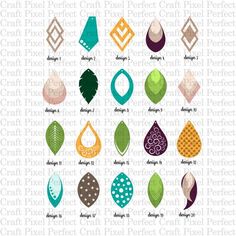 the different types of earrings are shown in this pattern, and each one has an individual's name on it