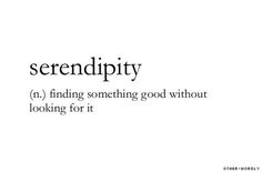 the words serendipity are written in black and white on a white background