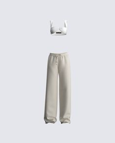 An all-white fit holds power 🤍 Featuring a white jersey cropped top, paired with white straight-leg pants - this casual chic two-piece set will have you standing out wherever you go 🤩 Chic White Two-piece Pants Set, White Crop Top For Loungewear In Spring, White Crop Top For Summer Loungewear, White Relaxed Fit Crop Top For Day Out, Relaxed Fit White Crop Top For Day Out, White Two-piece Cropped Crop Top, White Two-piece Cropped Top, White Relaxed Fit Crop Top, Athleisure Style, White Relaxed Fit Athleisure Crop Top