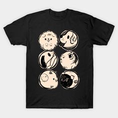 four phases of the moon in black and white on a t - shirt with an image of